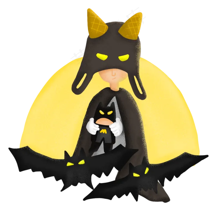 手绘小孩抱着蝙蝠侠(3500X3500(DPI:300))psd模版下载