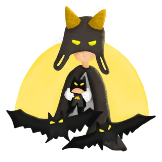 手绘小孩抱着蝙蝠侠