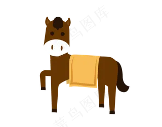 动物马棕色黄色马鞍扁平风草原喂,免抠元素