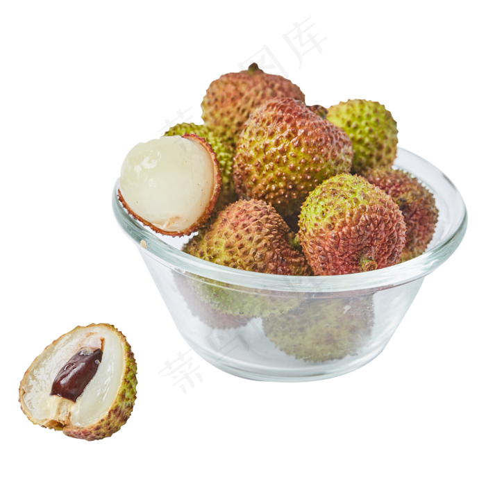 一个荔枝和一碗荔枝免抠图