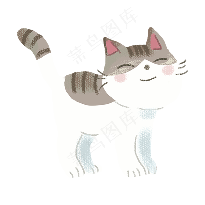 水彩卡通微笑的猫咪(1500X1500(DPI:300))psd模版下载