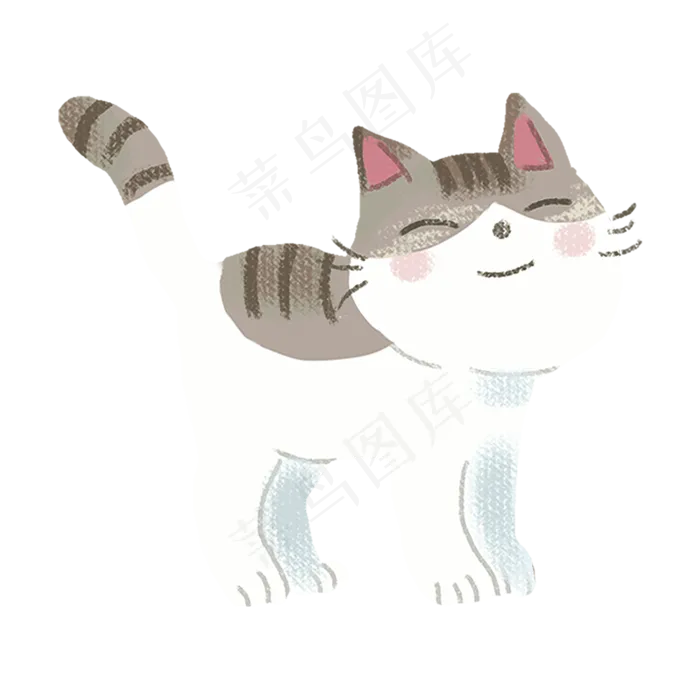 水彩卡通微笑的猫咪(1500X1500(DPI:300))psd模版下载