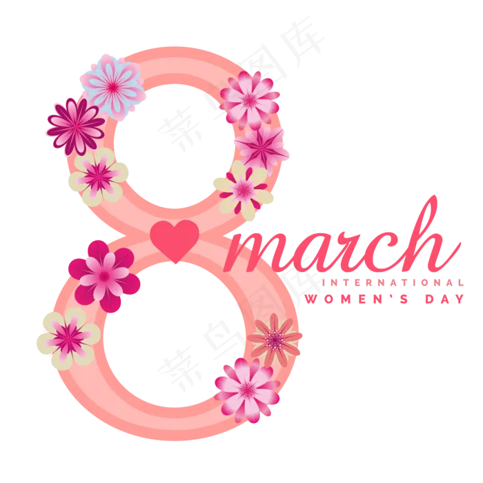 卡通唯美时尚三八节女王节艺术字 ai矢量模版下载