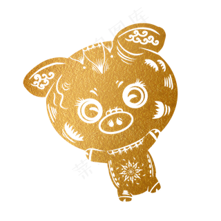 2019新年手绘卡通剪纸猪,免抠元素