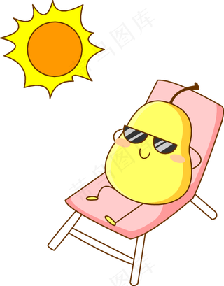 太阳、椅子和梨子免抠图