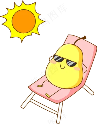 太阳、椅子和梨子免抠图