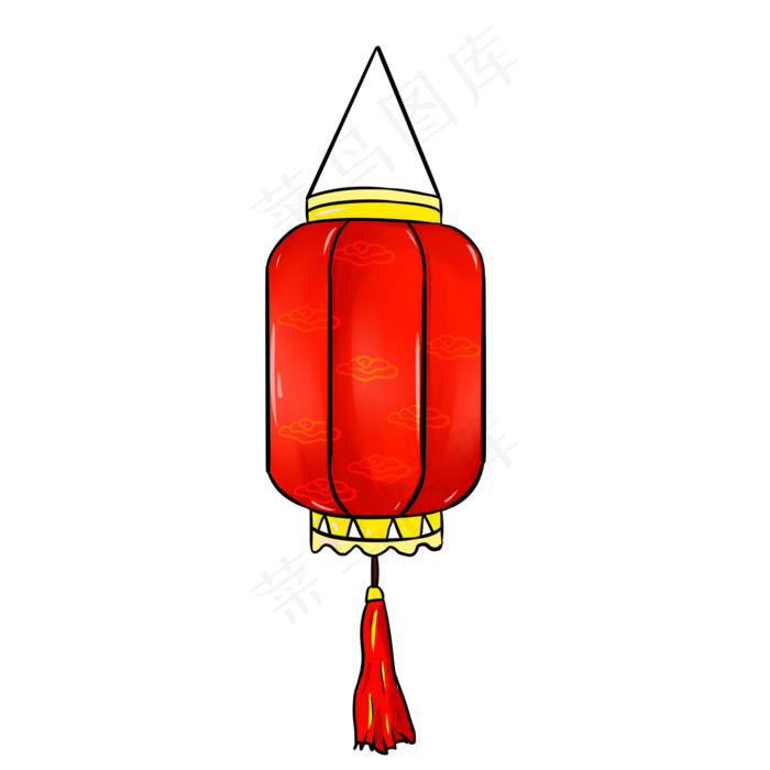 手绘卡通灯笼挂饰,免抠元素
