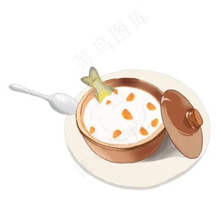 手绘木瓜鱼汤美食免抠元素下载