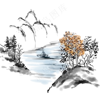 水墨山水中国风国画