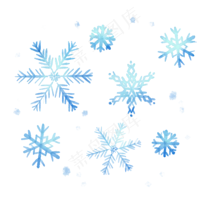 水彩风雪花,免抠元素(2200*2200px 300 dpi )psd模版下载
