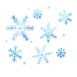 水彩风雪花,免抠元素