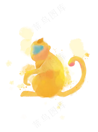 手绘水彩动物十二生肖猴