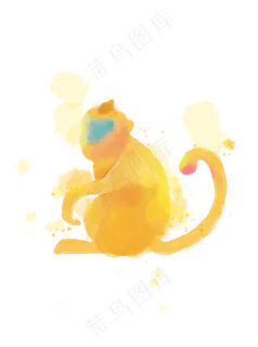 手绘水彩动物十二生肖猴 手绘水彩动物十二生肖猴