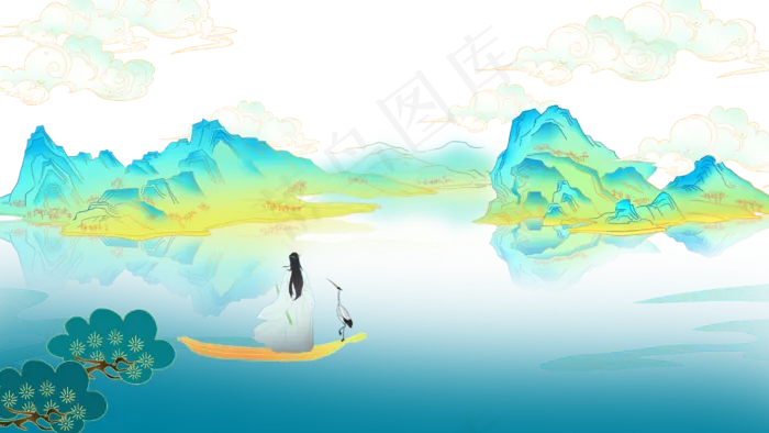 古风男子山水人物(2880X1620(DPI:300))psd模版下载
