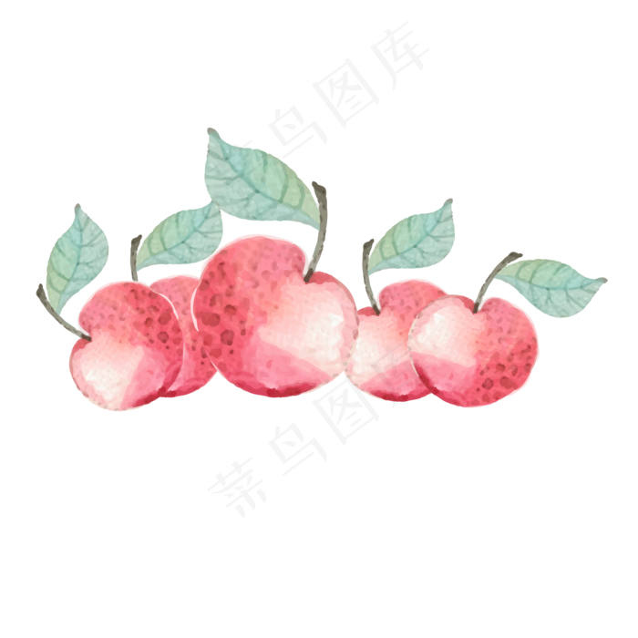手绘卡通带绿叶的杨梅