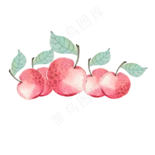 手绘卡通带绿叶的杨梅