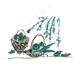 端午节粽子水墨风手绘