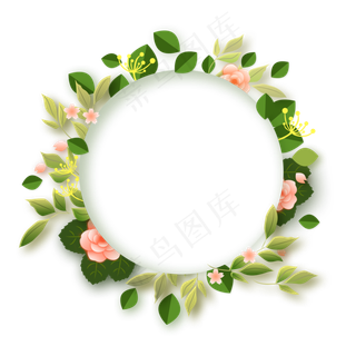 春天立体剪纸植物边框,免抠元素