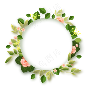 春天立体剪纸植物边框,免抠元素