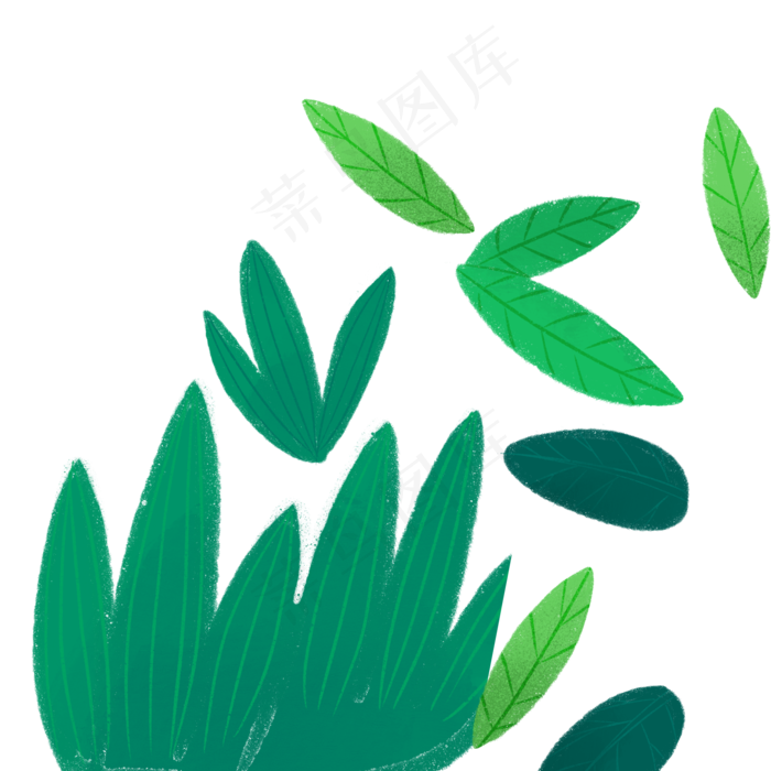 一片卡通绿叶植物(2000X2000(DPI:300))psd模版下载