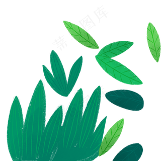 一片卡通绿叶植物