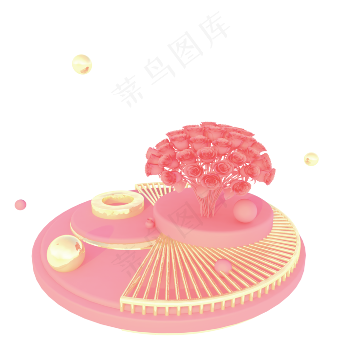 立体玫瑰花摆台场景舞台