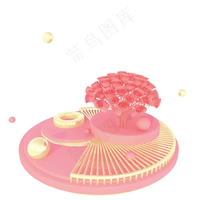 立体玫瑰花摆台场景舞台(2000X2000(DPI:300))psd模版下载