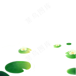 卡通池塘荷叶免抠图
