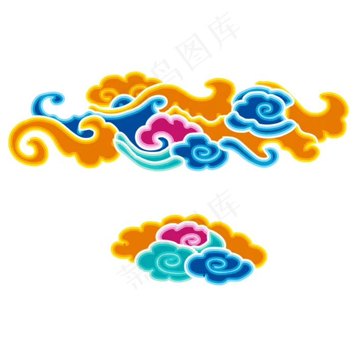 中国风七彩祥云(2000*2000px 300 dpi )ai矢量模版下载