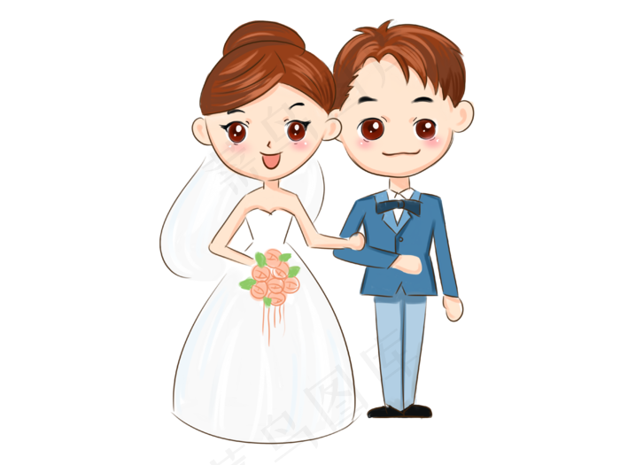 结婚Q版卡通插画