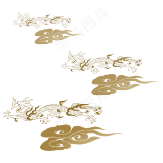 中式纹理龙行九天,免抠元素