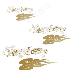 中式纹理龙行九天,免抠元素