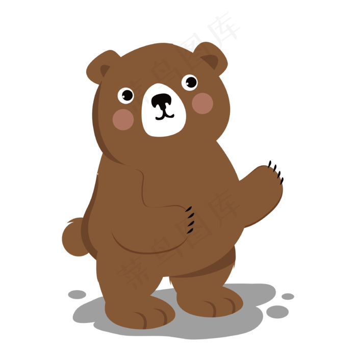 可爱的棕色小熊矢量免抠图,免抠元素