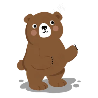 可爱的棕色小熊矢量免抠图,免抠元素