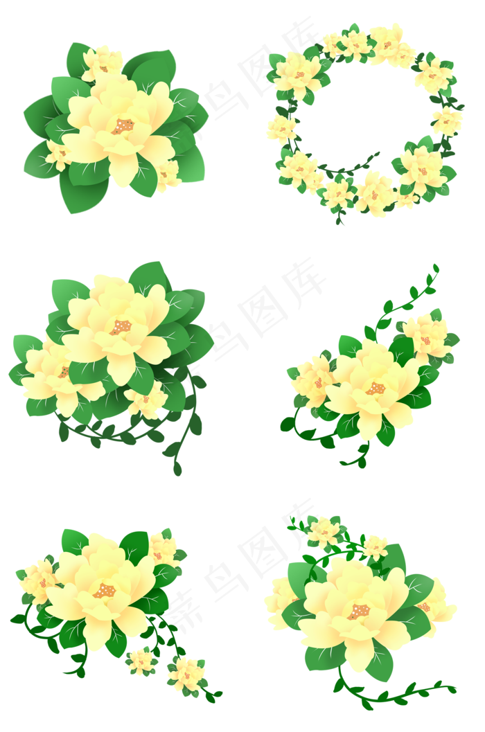 立体风折纸风黄色花卉套图