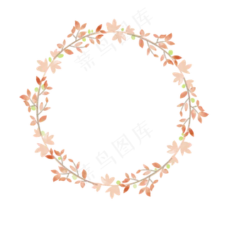 水彩风格花环植物边框