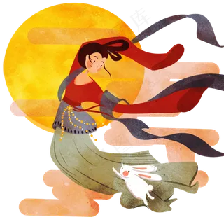 中秋嫦娥奔月古典美人佳节,免抠元素