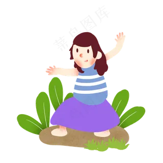 夏天小女生户外玩耍