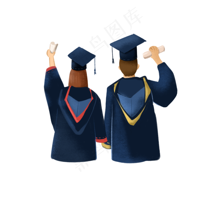 毕业季穿学士服的毕业学生背影合(3000X3000(DPI:300))psd模版下载