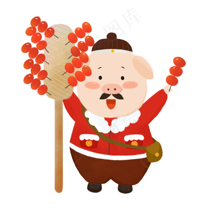 2019年猪年到金猪贺岁送糖葫芦卖�,免抠元素