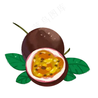 新鲜水果切开的百香果果汁