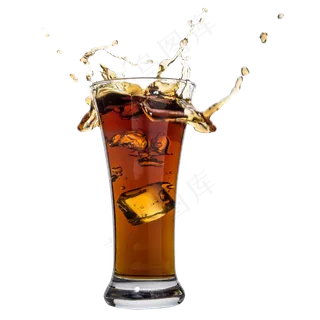 冰块落入可乐杯子,免抠元素