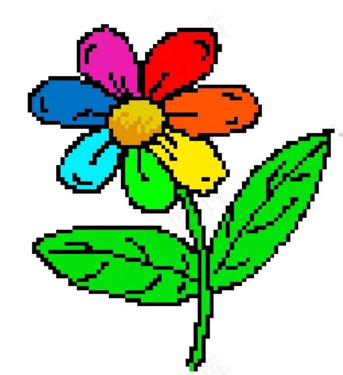 像素画七色花(2000X2187(DPI:300))psd模版下载