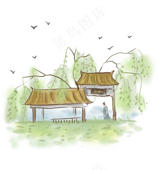 中国风春天折柳古人