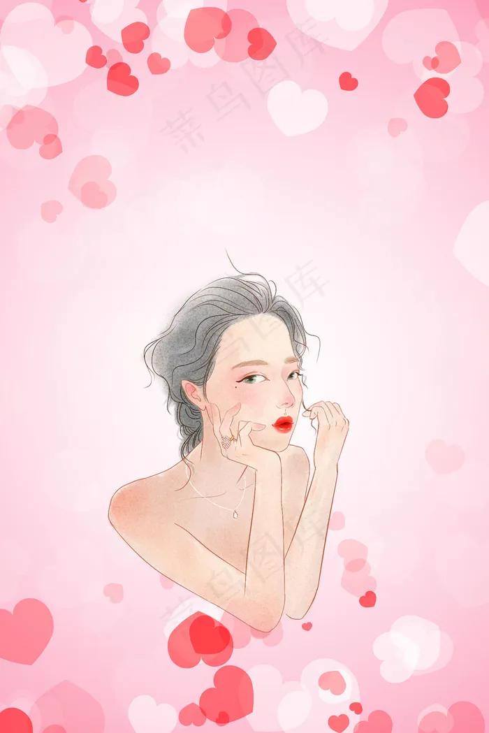 卡通手绘妇女节女生节(3545*5315px 	      )psd模版下载