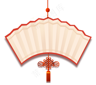 扇面中国结文字边框,免抠元素