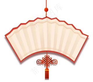 扇面中国结文字边框,免抠元素