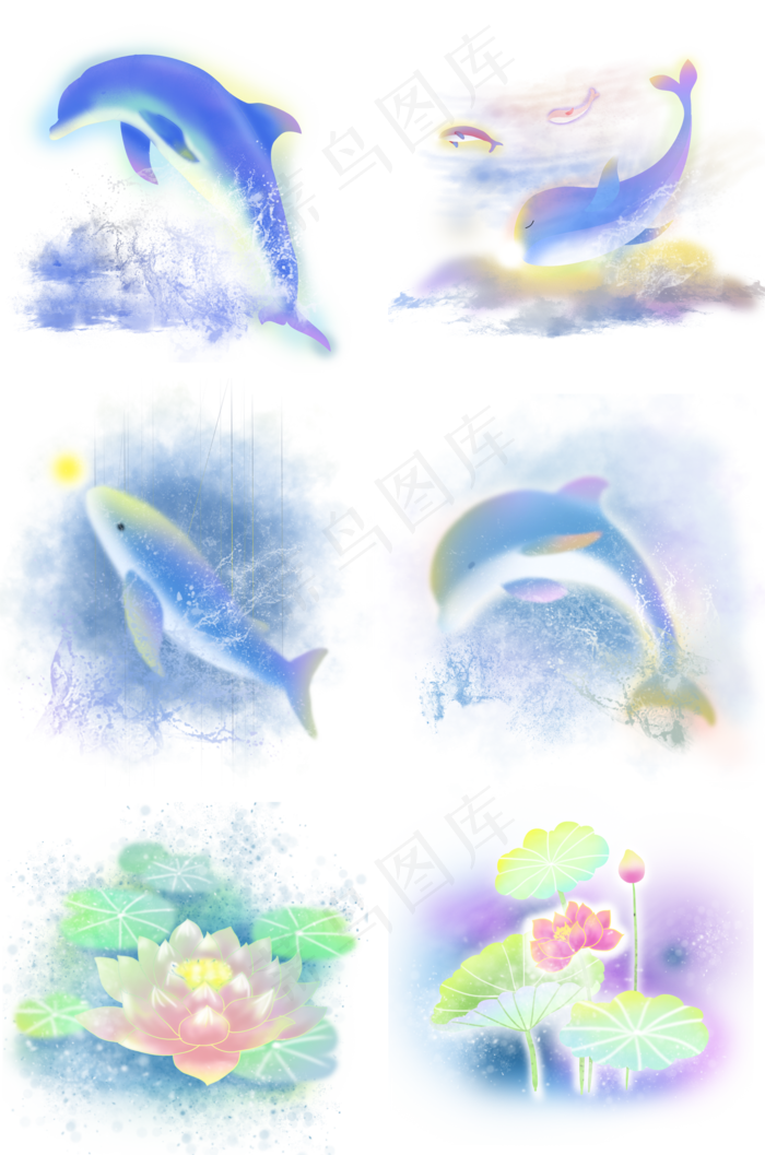 卡通手绘梦幻动物植物,免抠元素(2000X3020(DPI:300))psd模版下载