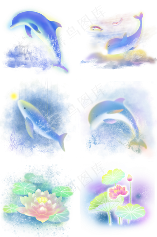 卡通手绘梦幻动物植物,免抠元素