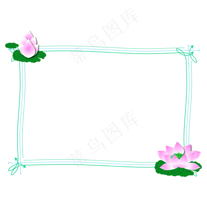 矢量小清新方形荷花边框元素(2000X2000(DPI:300))ai矢量模版下载